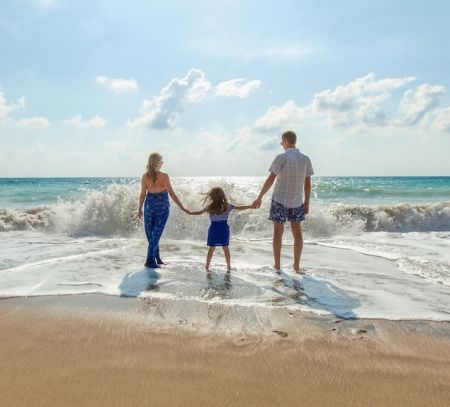 Family on beach