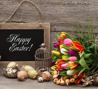 Easter sign and eggs