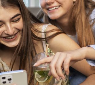 Girls using social media