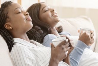 2 women relax