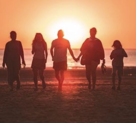 Family on beach