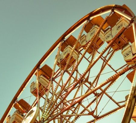 A close up of a Ferris wheel
