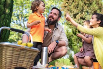 a family picnic in the sun