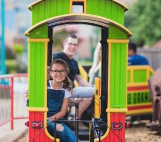 celebration station baton rouge young girl in train