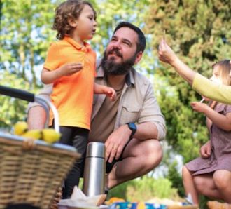 a family picnic in the sun