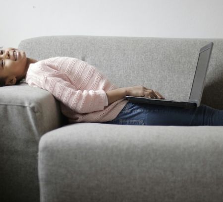 Kid Relaxing on laptop