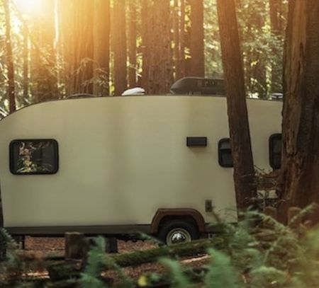 RV parking in woods