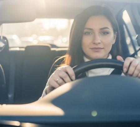 Woman driving car