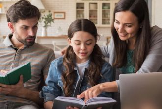 Young family reading