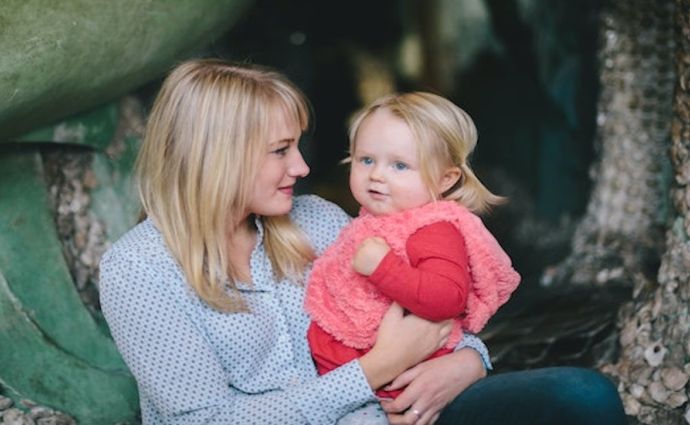 A mom and daughter hang out