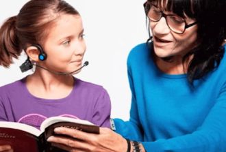 mother teaching daughter