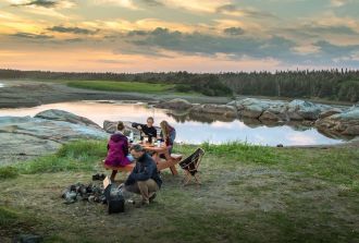 a family picnic in nature