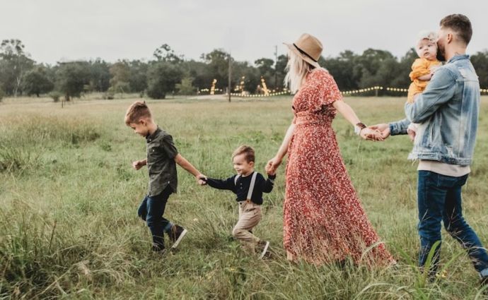 Family on country walk