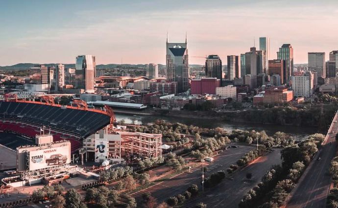 Nashville wide aerial shot