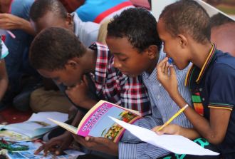 young boys study