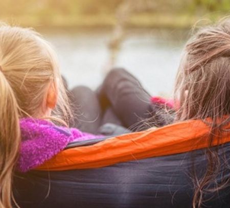 2 girls in a hammock