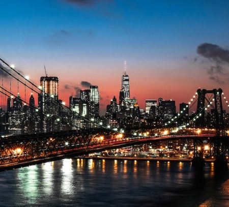 a night skyline of New York City