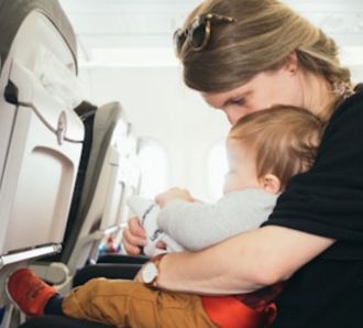 mum and child on plane