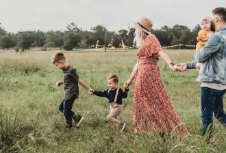 Family on country walk