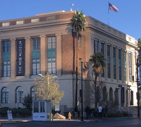 mob museum las vegas exterior building shot downtown
