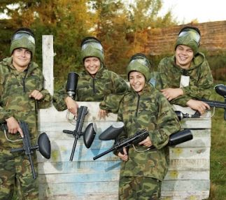A family having a great time at Cousins Paintball
