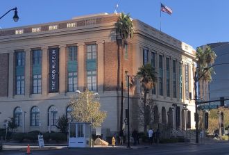 mob museum las vegas exterior building shot downtown