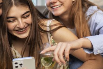 Girls using social media
