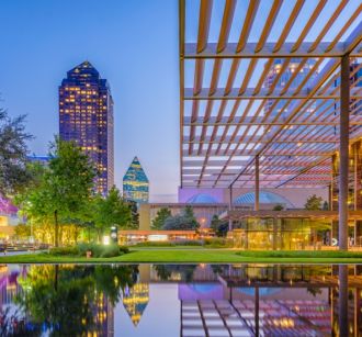 Dallas, Texas, USA downtown cityscape at twilight