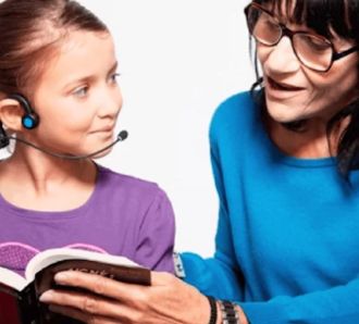 mother teaching daughter