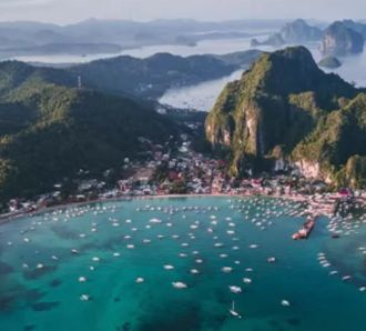 Phillipines overhead view of beautiful bay