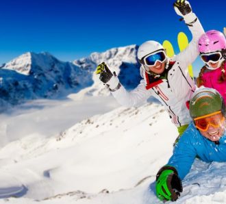 Family having winter fun