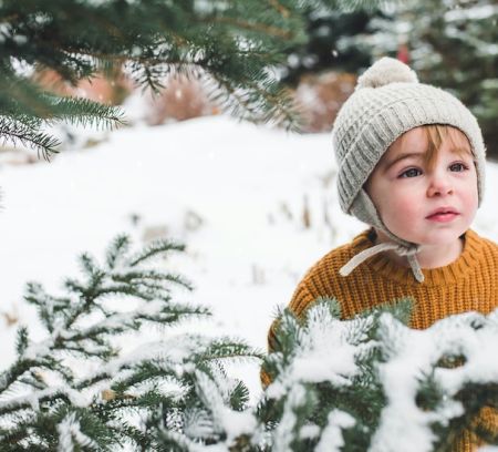 a young boy in the snow