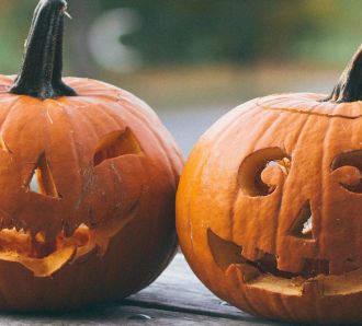 Carved pumpkins ready for Halloween