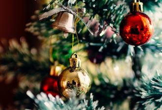 Xmas baubles on a tree