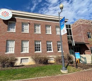 danville science center exterior building with blue sky